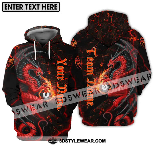 Unisex Shirt - Custom Name And Team Name Billiard Shirt, Billiard Fire Dragon style option 3