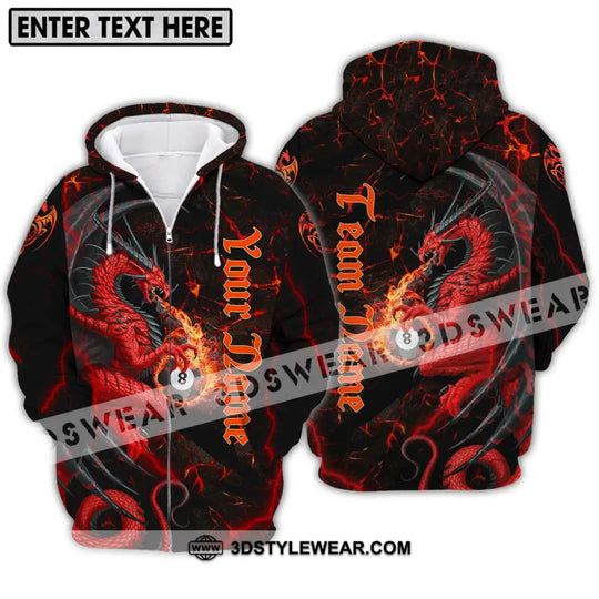 Unisex Shirt - Custom Name And Team Name Billiard Shirt, Billiard Fire Dragon style option 2