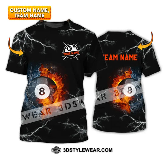 Unisex Shirt - Custom Name And Team Name Shirt - Billiard Fire And Water style option 1