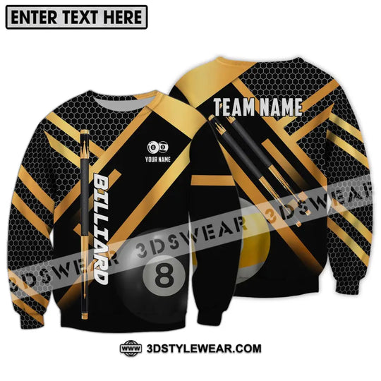 Unisex Shirt - Custom Name And Team Name Billiard Shirt, Gold And Black Billiard Shirt style option 4