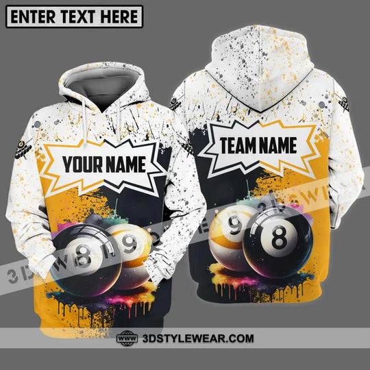 Unisex Shirt - Custom Name And Team Name Billiard Shirt, Gold Black And White Billiard Shirt style option 3