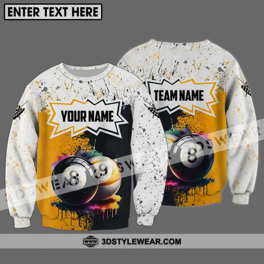 Unisex Shirt - Custom Name And Team Name Billiard Shirt, Gold Black And White Billiard Shirt style option 4