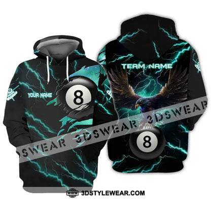 Unisex Shirt - Custom Name And Team Billiard Green Lightning Hoodie / S T-Shirt