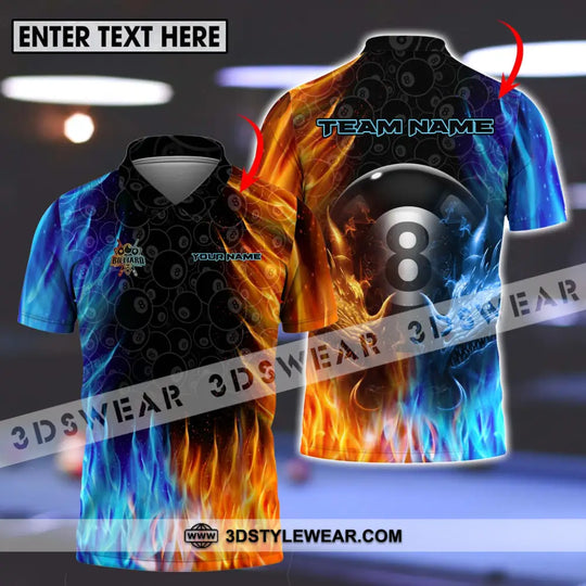 Unisex Shirt - Custom Name And Team Name Billiard Shirt, Ice Fire Billiard style option 1