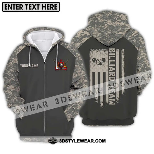 Unisex Shirt - Custom Name And Team Name Billiard Lover Shirt, Billiard Camo style option 2