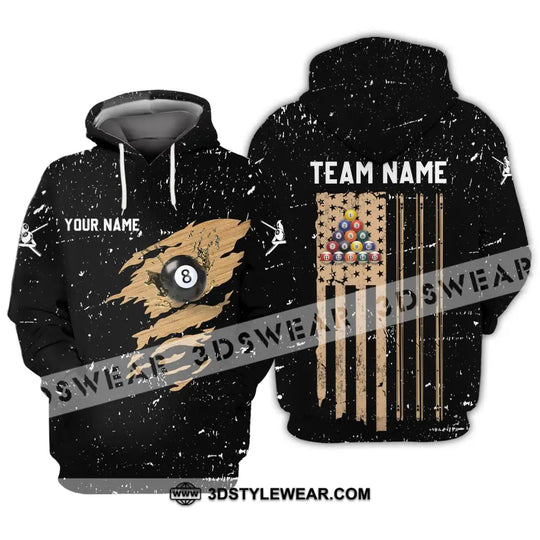 Unisex Shirt - Custom Name And Team Name Shirt - Billiard Lover Wood Texture style option 3