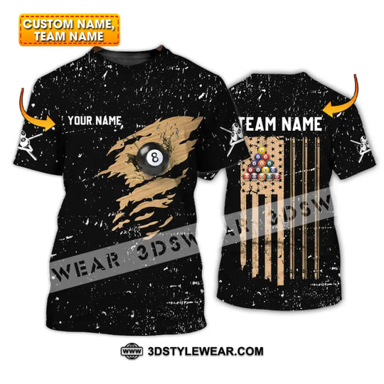 Unisex Shirt - Custom Name And Team Name Shirt - Billiard Lover Wood Texture style option 1