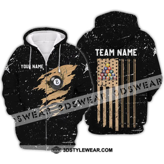 Unisex Shirt - Custom Name And Team Name Shirt - Billiard Lover Wood Texture style option 4