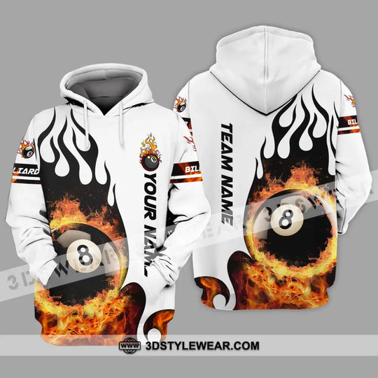 Unisex Shirt - Custom Name And Team Name Billiard Shirt, No.8 Fire style option 3