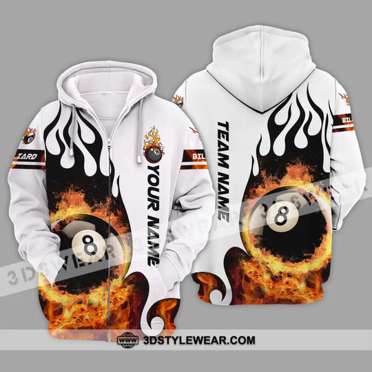 Unisex Shirt - Custom Name And Team Name Billiard Shirt, No.8 Fire style option 2