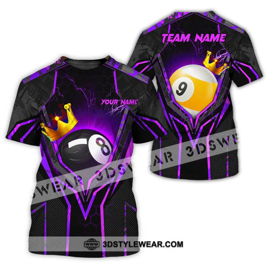 Unisex Shirt - Custom Name And Team Name Billiard Shirt Purple Line And Crown style option 2
