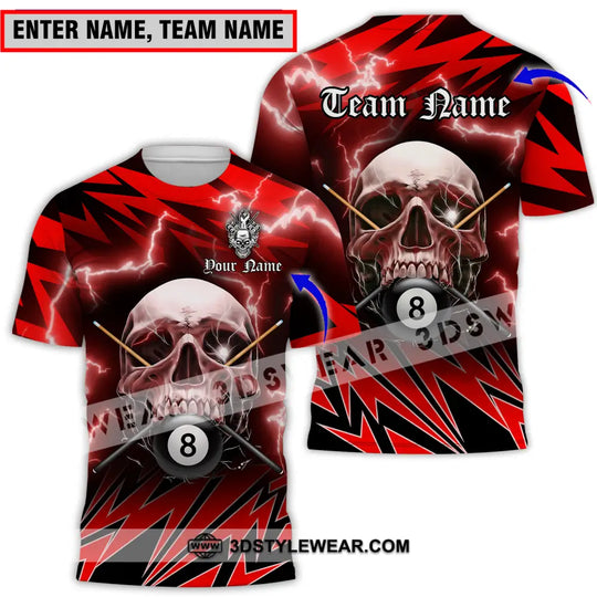 Unisex Shirt - Custom Name And Team Name Billiard Sport Shirt, Skull style option 1