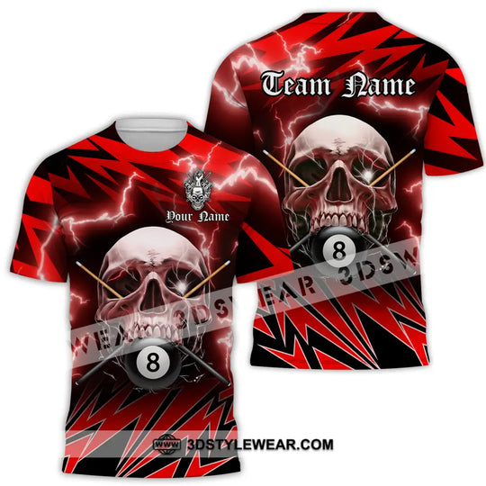 Unisex Shirt - Custom Name And Team Name Billiard Sport Shirt, Skull style option 2