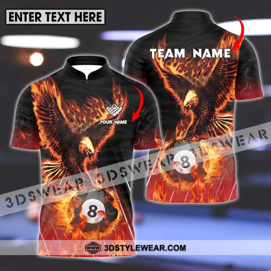 Unisex Shirt - Custom Name And Team Name Billiards Shirt, Fire Eagle style option 1