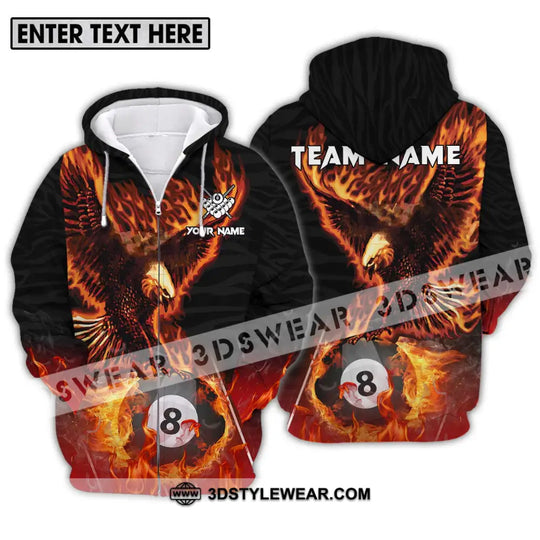 Unisex Shirt - Custom Name And Team Name Billiards Shirt, Fire Eagle style option 2