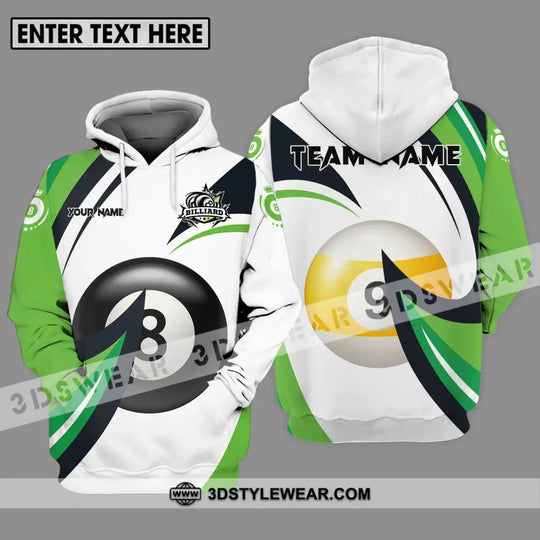 Unisex Shirt - Custom Name And Team Name Billiards Shirt, Green Wave style option 3