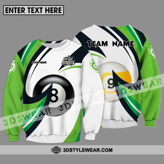 Unisex Shirt - Custom Name And Team Name Billiards Shirt, Green Wave style option 4