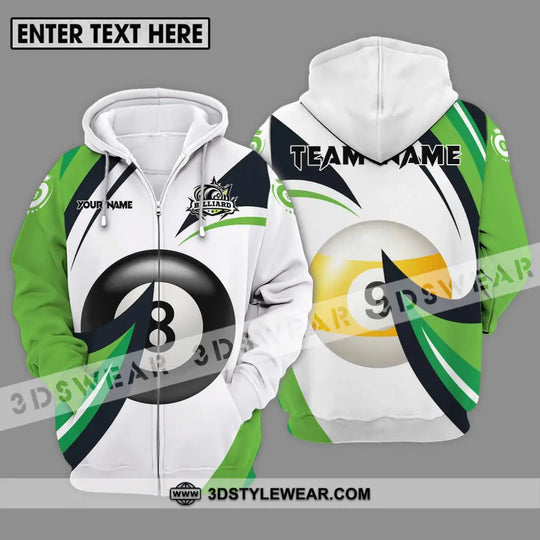 Unisex Shirt - Custom Name And Team Name Billiards Shirt, Green Wave style option 2