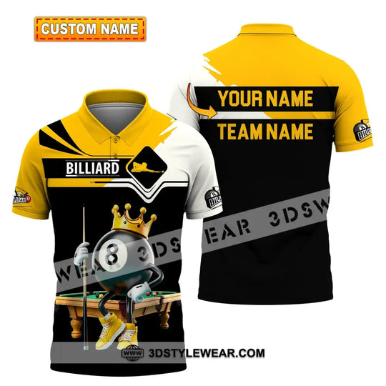 Unisex Shirt, Custom Name and Team Name Billiards Shirt, Billiards Polo Long Sleeve, Billiards Lover, Billiards T-Shirt style option 1
