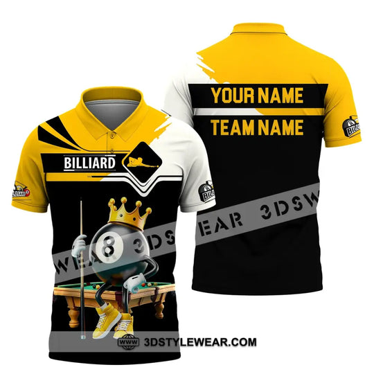 Unisex Shirt, Custom Name and Team Name Billiards Shirt, Billiards Polo Long Sleeve, Billiards Lover, Billiards T-Shirt style option 4