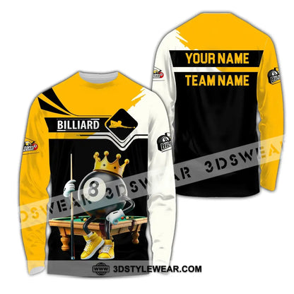 Unisex Shirt Custom Name And Team Billiards Polo Long Sleeve Lover T-Shirt / S T-Shirt