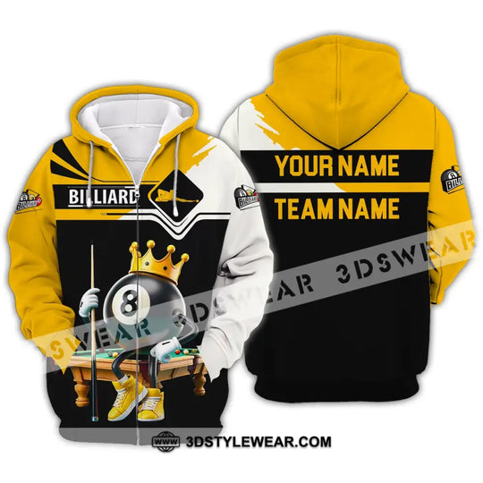 Unisex Shirt, Custom Name and Team Name Billiards Shirt, Billiards Polo Long Sleeve, Billiards Lover, Billiards T-Shirt style option 3