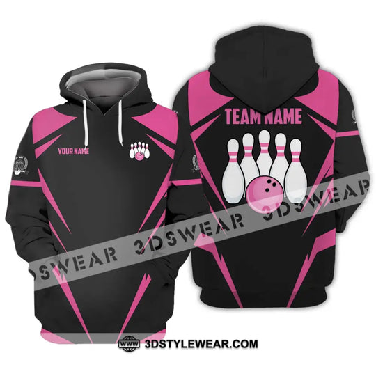 Unisex Shirt - Custom Name And Team Name Shirt, Black Pink Bowling Shirt style option 3