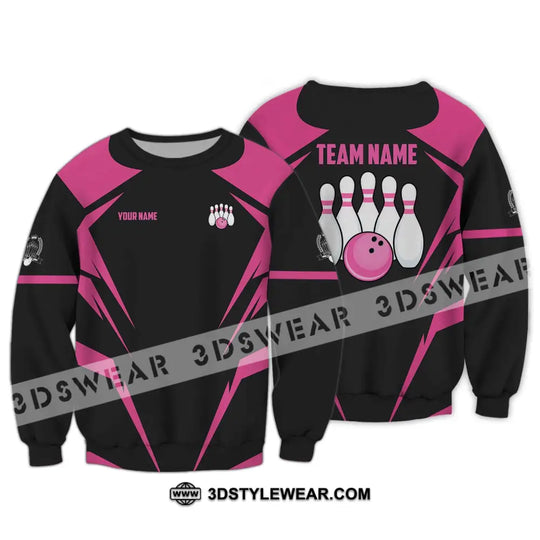 Unisex Shirt - Custom Name And Team Name Shirt, Black Pink Bowling Shirt style option 4