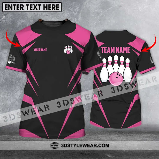 Unisex Shirt - Custom Name And Team Name Shirt, Black Pink Bowling Shirt style option 1