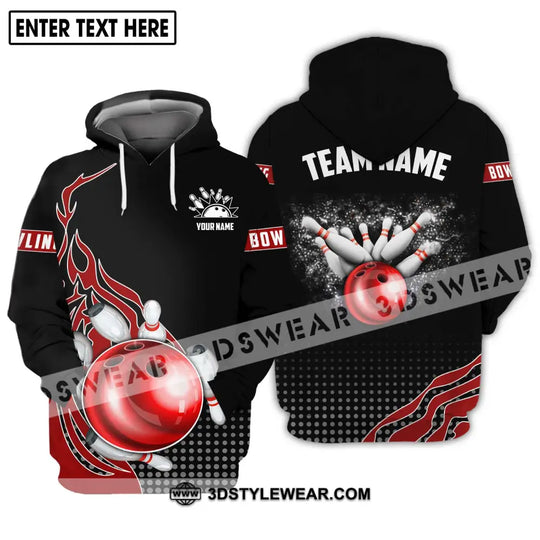 Unisex Shirt - Custom Name And Team Name Shirt, Black Red Bowling Lover Shirt style option 3