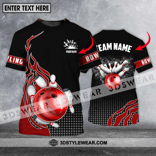 Unisex Shirt - Custom Name And Team Name Shirt, Black Red Bowling Lover Shirt style option 1