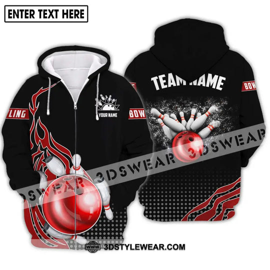 Unisex Shirt - Custom Name And Team Name Shirt, Black Red Bowling Lover Shirt style option 2