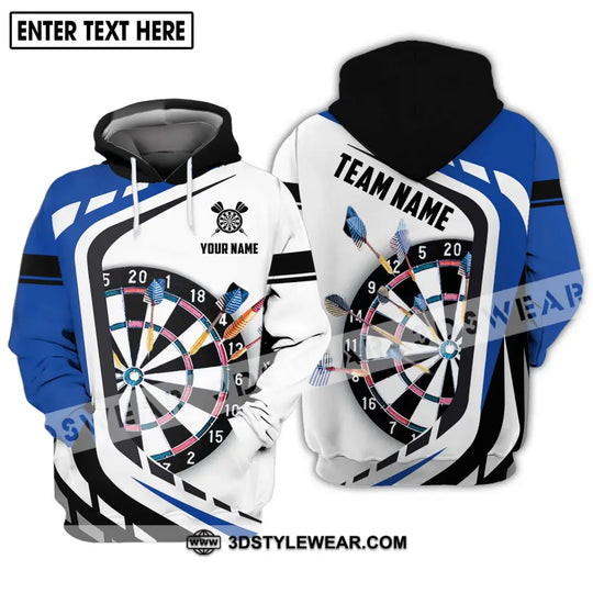 Unisex Shirt - Custom Name And Team Name Shirt, Black White And Blue Color Darts Lover Shirt style option 3