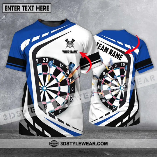 Unisex Shirt - Custom Name And Team Name Shirt, Black White And Blue Color Darts Lover Shirt style option 1