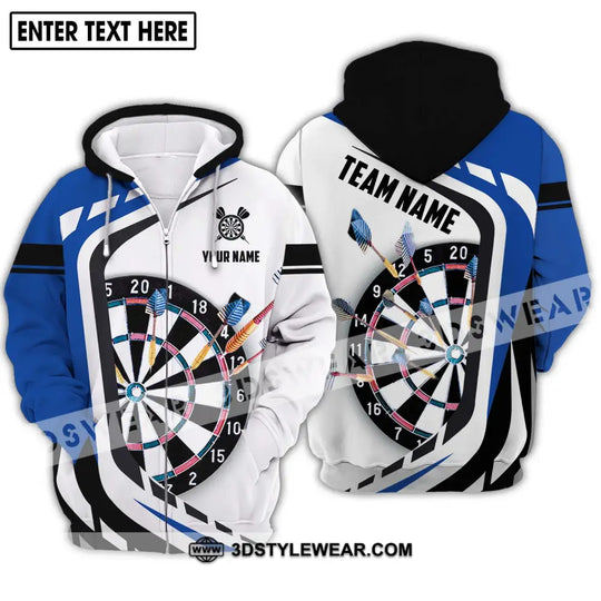 Unisex Shirt - Custom Name And Team Name Shirt, Black White And Blue Color Darts Lover Shirt style option 2