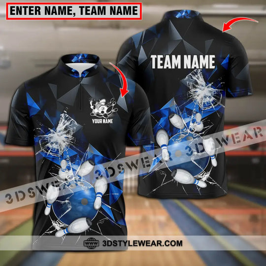 Unisex Shirt - Custom Name And Team Name Shirt, Blue Glasses Bowling style option 1