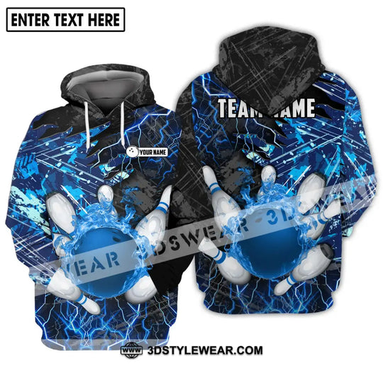 Unisex Shirt - Custom Name And Team Name Shirt, Blue Lightning Bowling Shirt style option 3