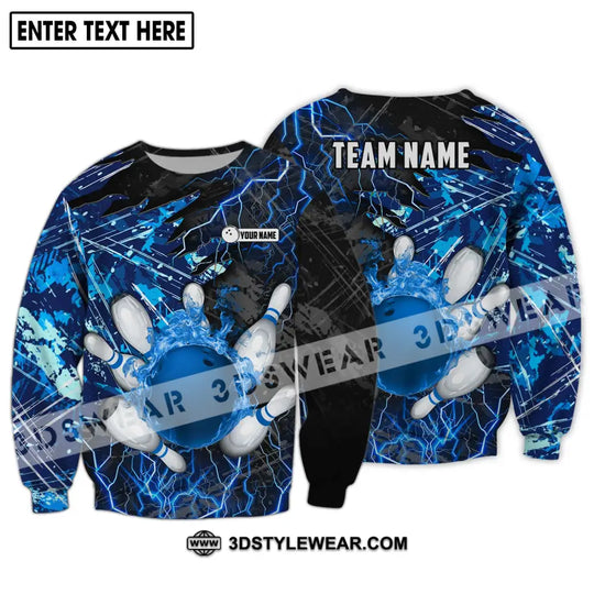 Unisex Shirt - Custom Name And Team Name Shirt, Blue Lightning Bowling Shirt style option 4