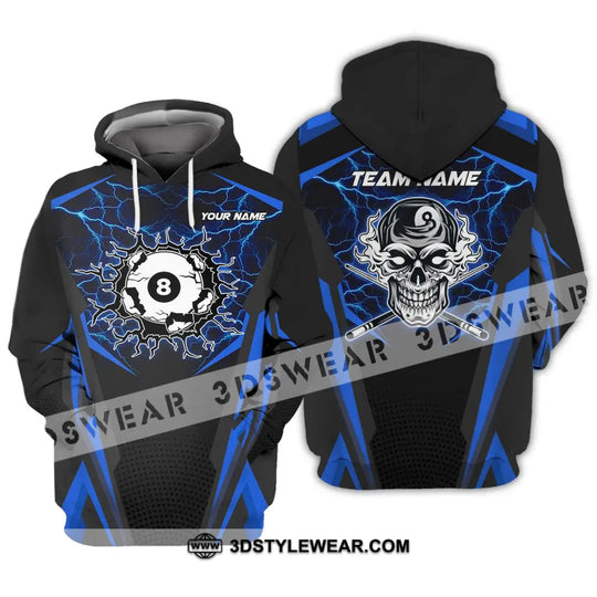 Unisex Shirt - Custom Name And Team Name Shirt, Blue Skull Billiard Ball style option 3