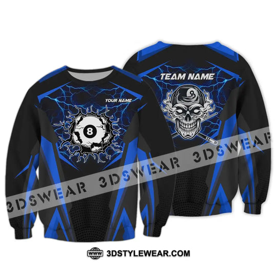 Unisex Shirt - Custom Name And Team Name Shirt, Blue Skull Billiard Ball style option 4