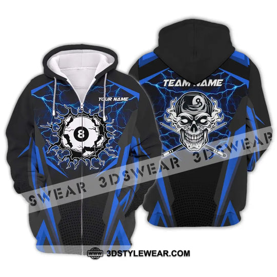 Unisex Shirt - Custom Name And Team Name Shirt, Blue Skull Billiard Ball style option 2