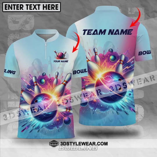 Unisex Shirt - Custom Name And Team Name Shirt, Boom Bowling Ball And Pins style option 1