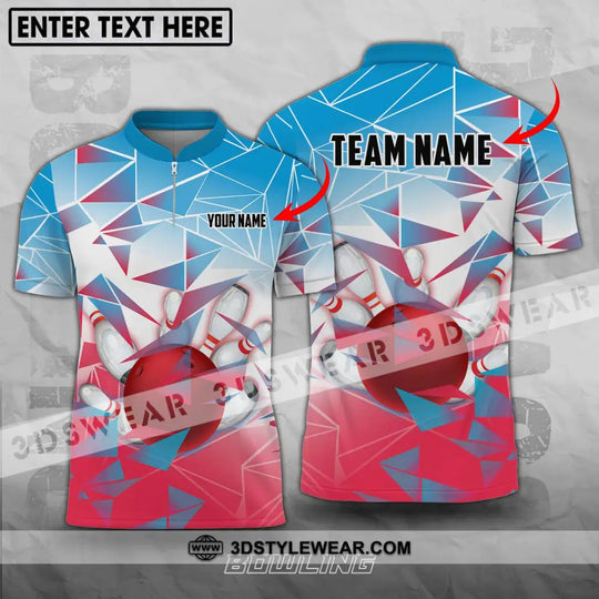 Unisex Shirt - Custom Name And Team Name Shirt, Bowling Ball And Pins Triangular Array style option 1