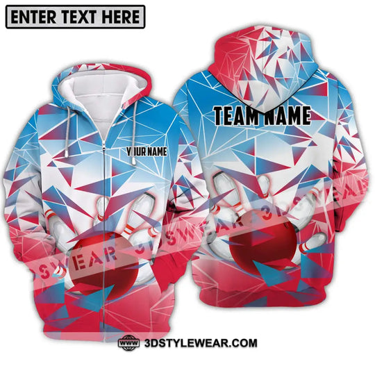 Unisex Shirt - Custom Name And Team Name Shirt, Bowling Ball And Pins Triangular Array style option 2