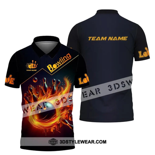 Unisex Shirt, Custom Name and Team Name Bowling Shirt, Bowling Club Polo Shirt style option 4