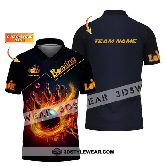 Unisex Shirt, Custom Name and Team Name Bowling Shirt, Bowling Club Polo Shirt style option 1