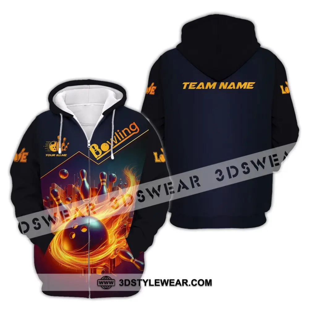 Unisex Shirt Custom Name And Team Bowling Club Polo Zipper Hoodie / S T-Shirt
