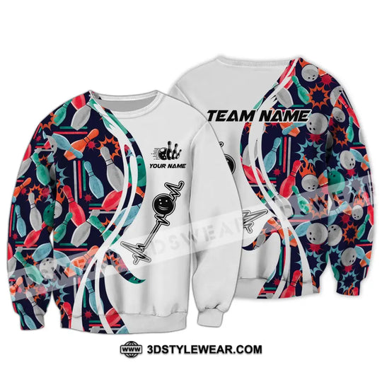 Unisex Shirt - Custom Name And Team Name Shirt, Bowling Color Heart Beat Shirt style option 4