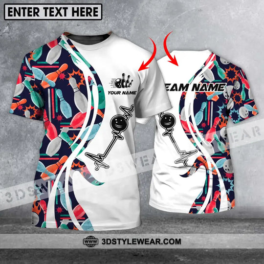 Unisex Shirt - Custom Name And Team Name Shirt, Bowling Color Heart Beat Shirt style option 1
