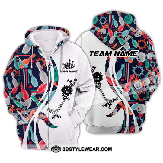 Unisex Shirt - Custom Name And Team Name Shirt, Bowling Color Heart Beat Shirt style option 2